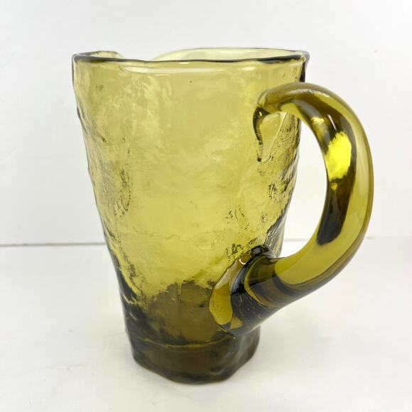 Morgantown Crinkle Glass Water Pitcher Decanter Green - Picture 2 of 6